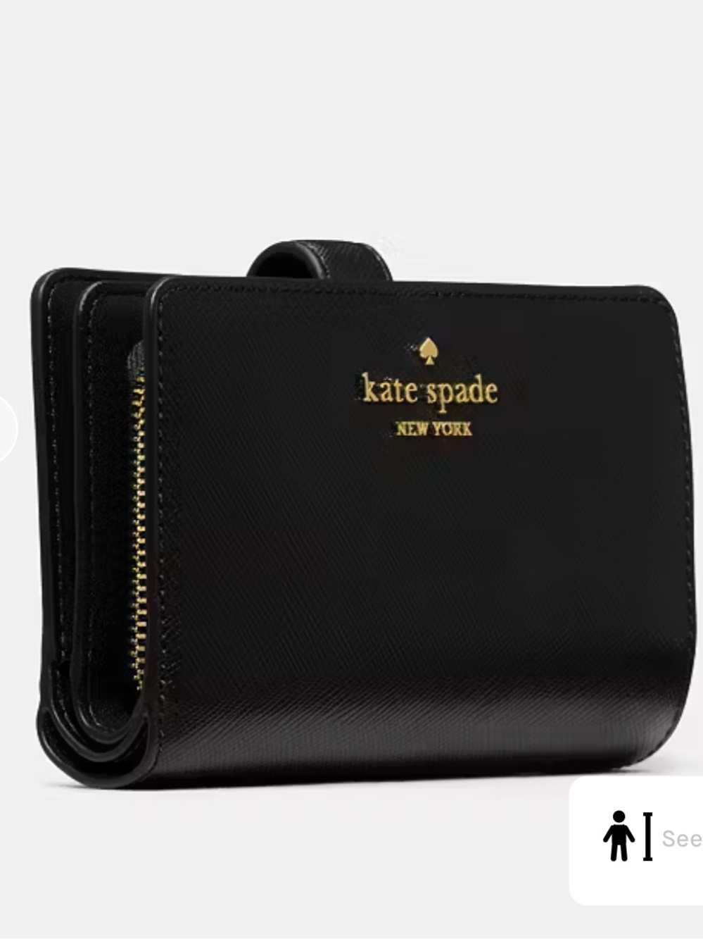 kate spade Black medium bifold Snap Wallet with Gold Logo